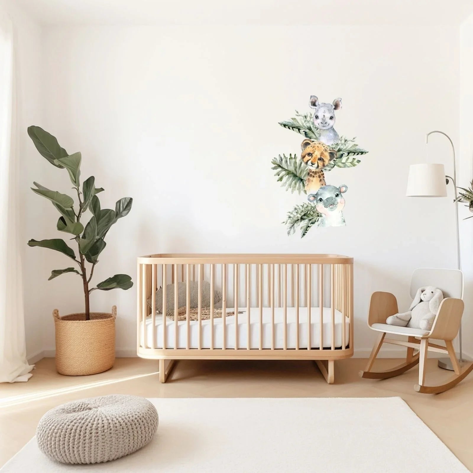 Live Vida Baby Safari Wall Sticker Leafy Hippo & Cheetah & Rhino 3 pcs - mezetto ebebek ebebek