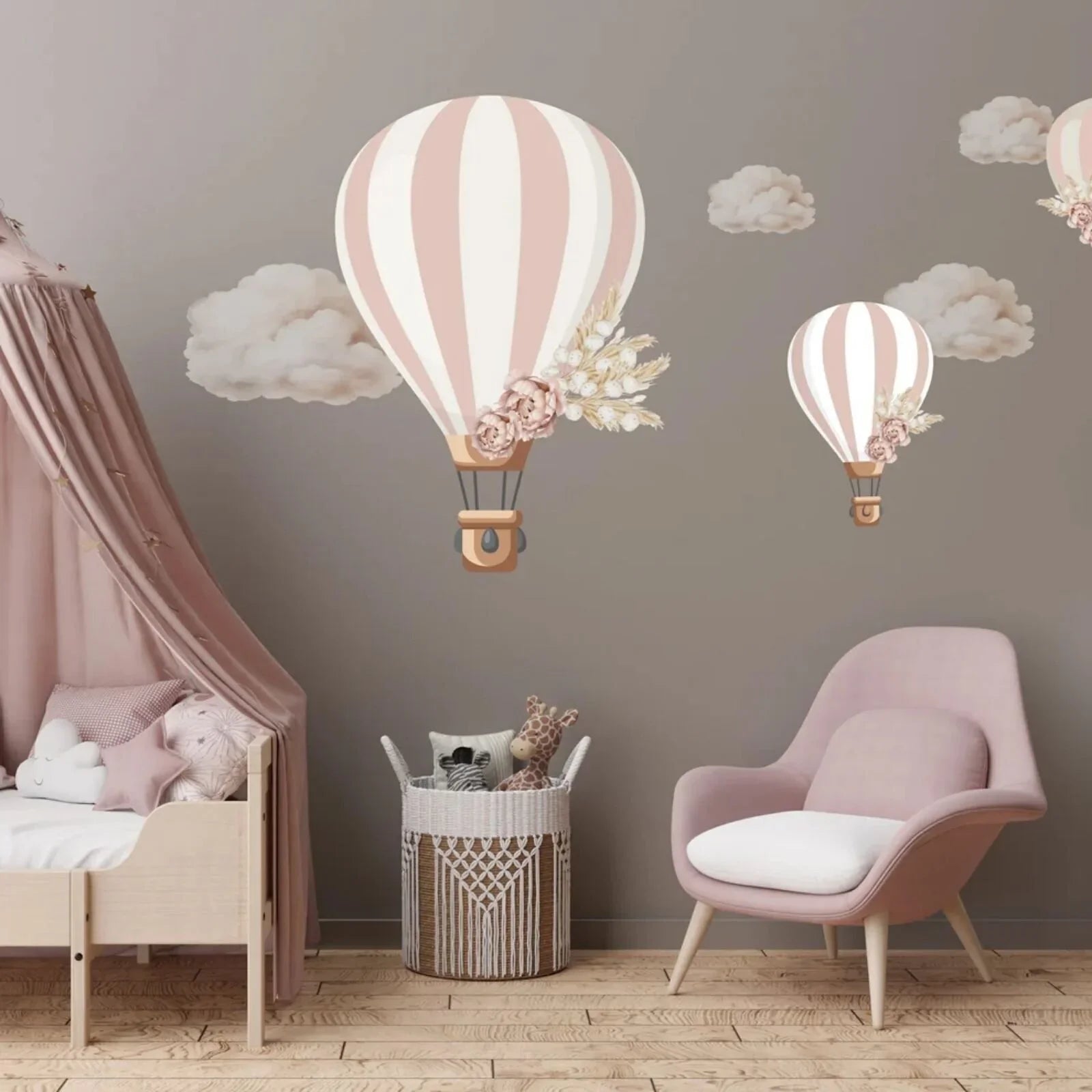 Live Vida Floral Hot Air Balloon Wall Stickers - mezetto ebebek ebebek