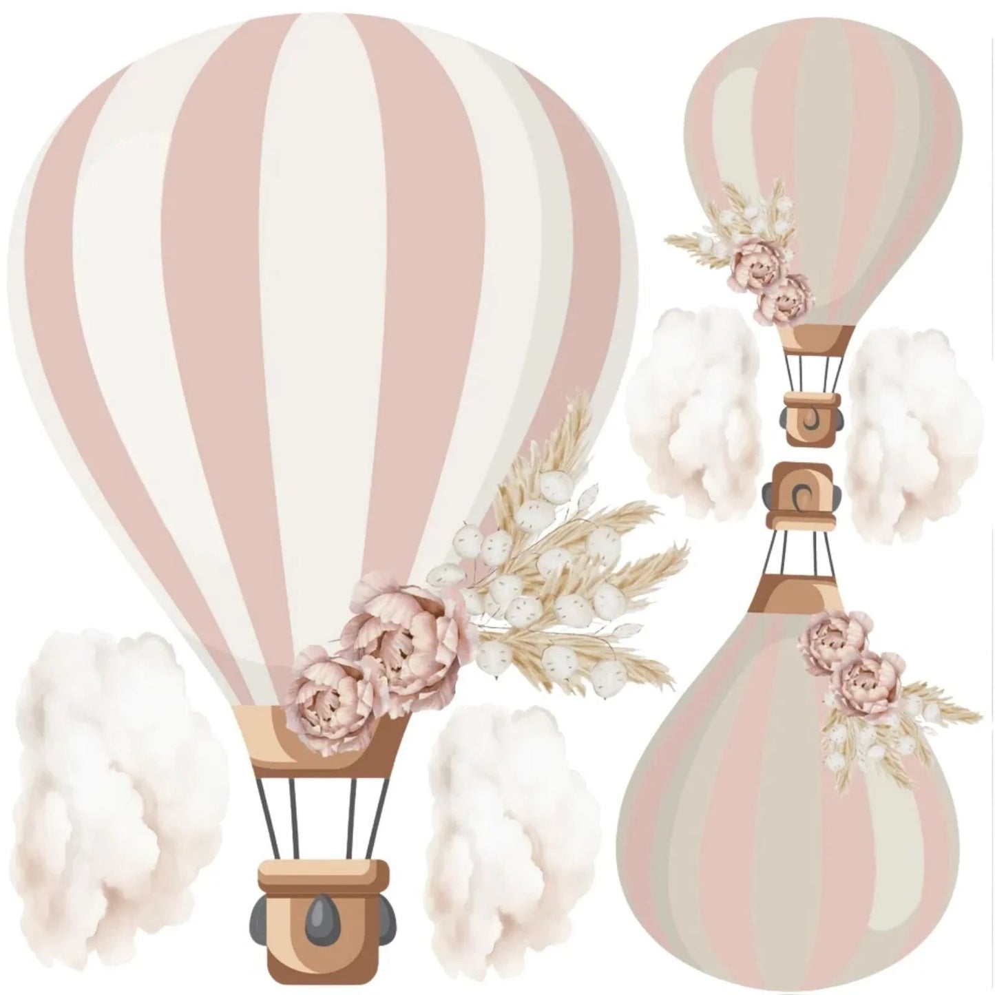 Live Vida Floral Hot Air Balloon Wall Stickers - mezetto ebebek ebebek