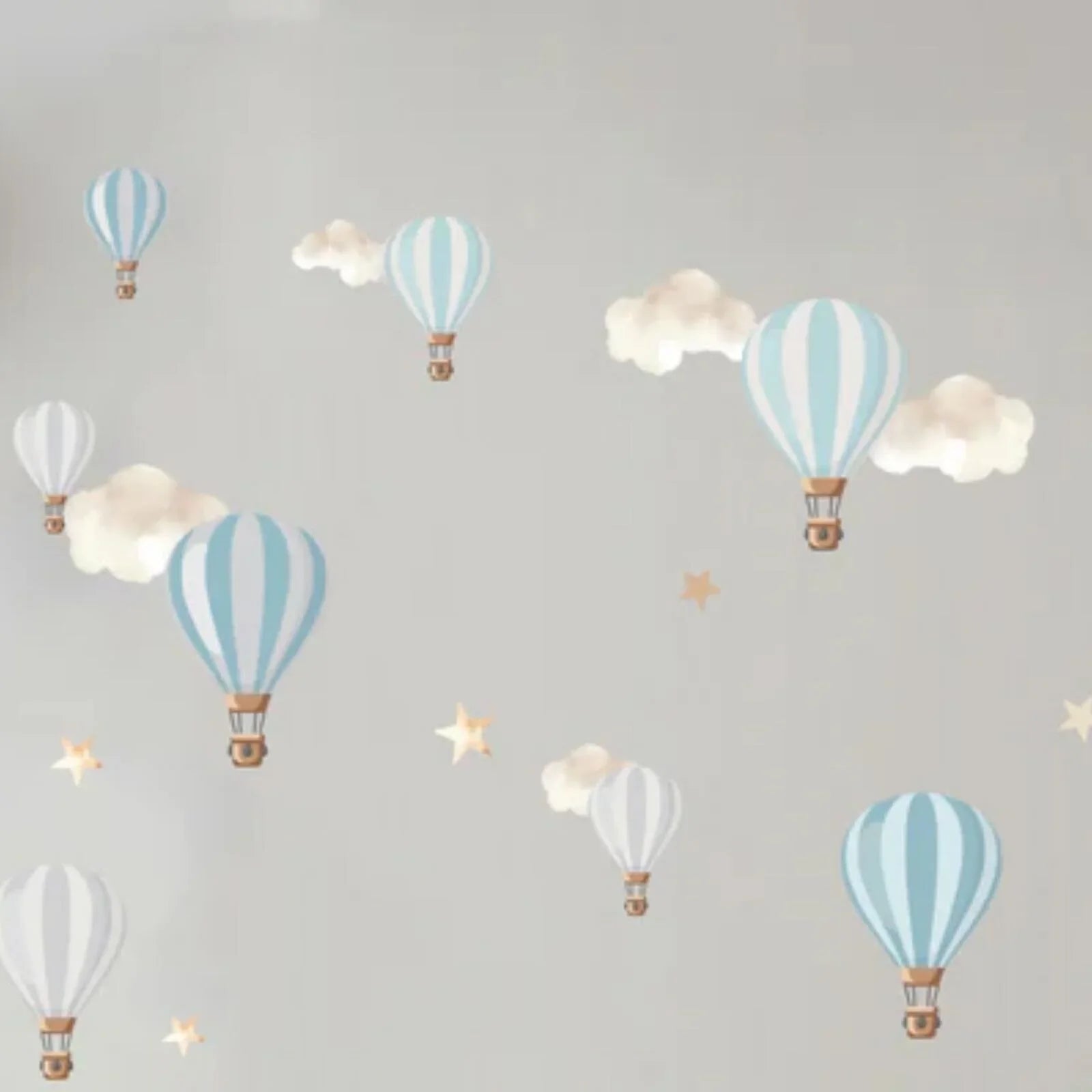 Live Vida Hot Air Balloons Wall Stickers A5 - Blue & Grey - mezetto ebebek ebebek