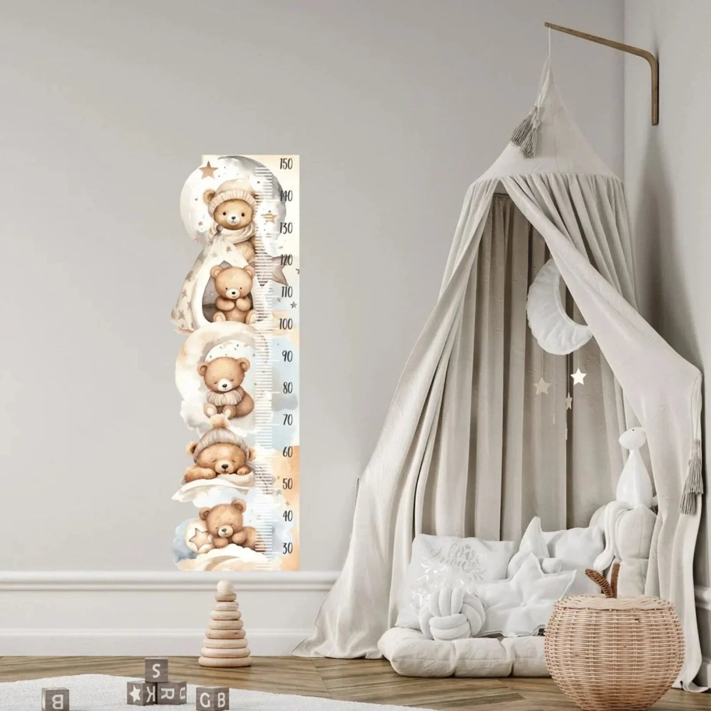 Live Vida Sleeping Bear Height Chart Sticker - mezetto ebebek ebebek