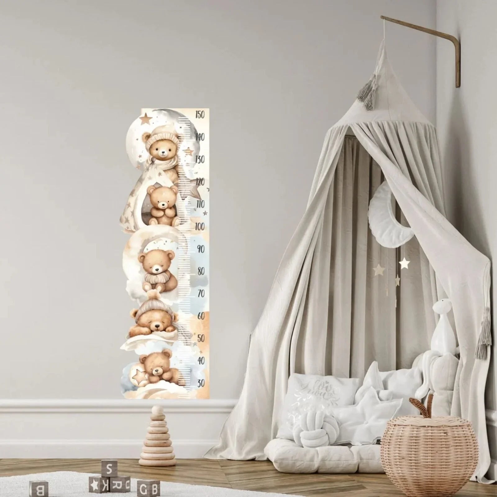 Live Vida Sleeping Bear Height Chart Sticker - mezetto ebebek ebebek