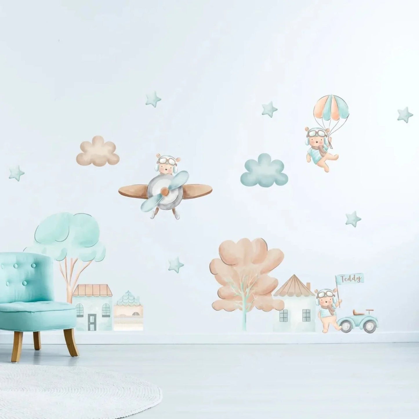 Live Vida Teddy Adventures Large Wall Stickers - mezetto ebebek ebebek