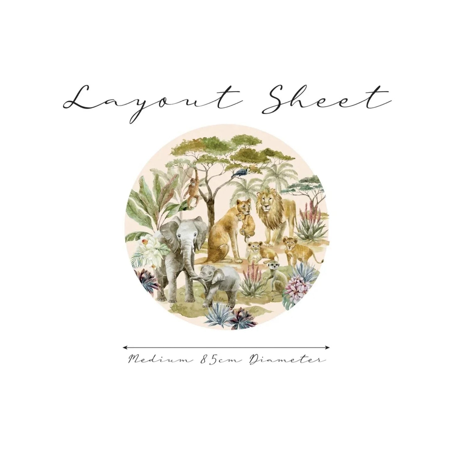 Live Vida Tropical Safari Circle Wall Sticker - mezetto ebebek ebebek