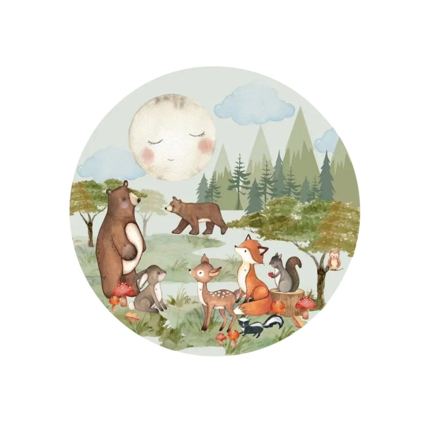 Live Vida Woodland Medium Circle Wall Sticker - mezetto ebebek ebebek