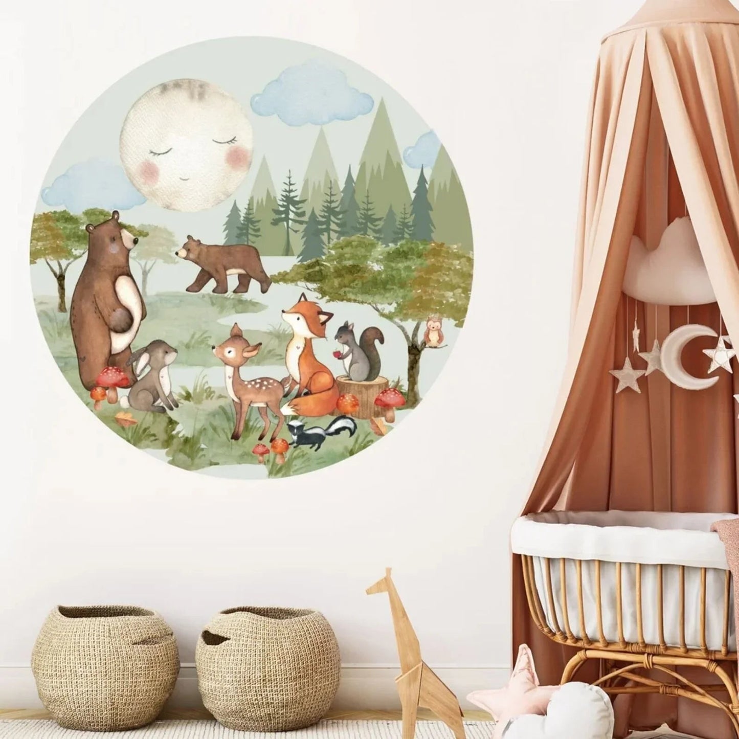 Live Vida Woodland Medium Circle Wall Sticker - mezetto ebebek ebebek