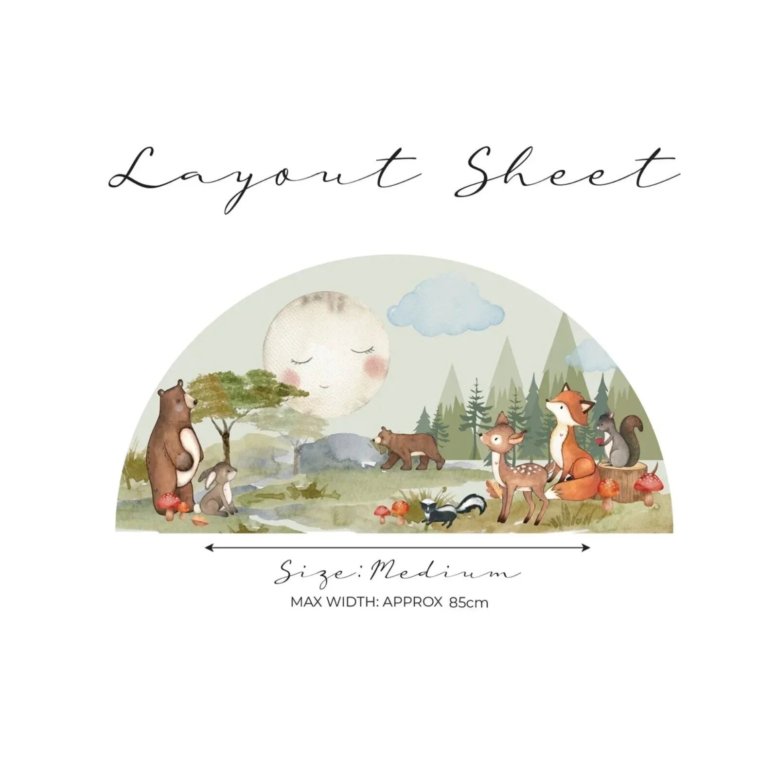 Live Vida Woodland Semi - Circle Wall Sticker - mezetto ebebek ebebek