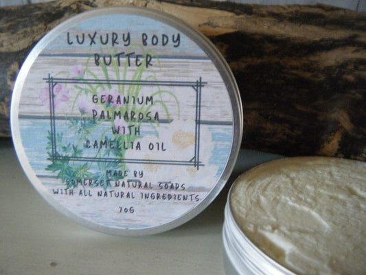 Luxury Body Butter Geranium Palmarosa - mezetto Shopify Collective Somerset Natural Soaps