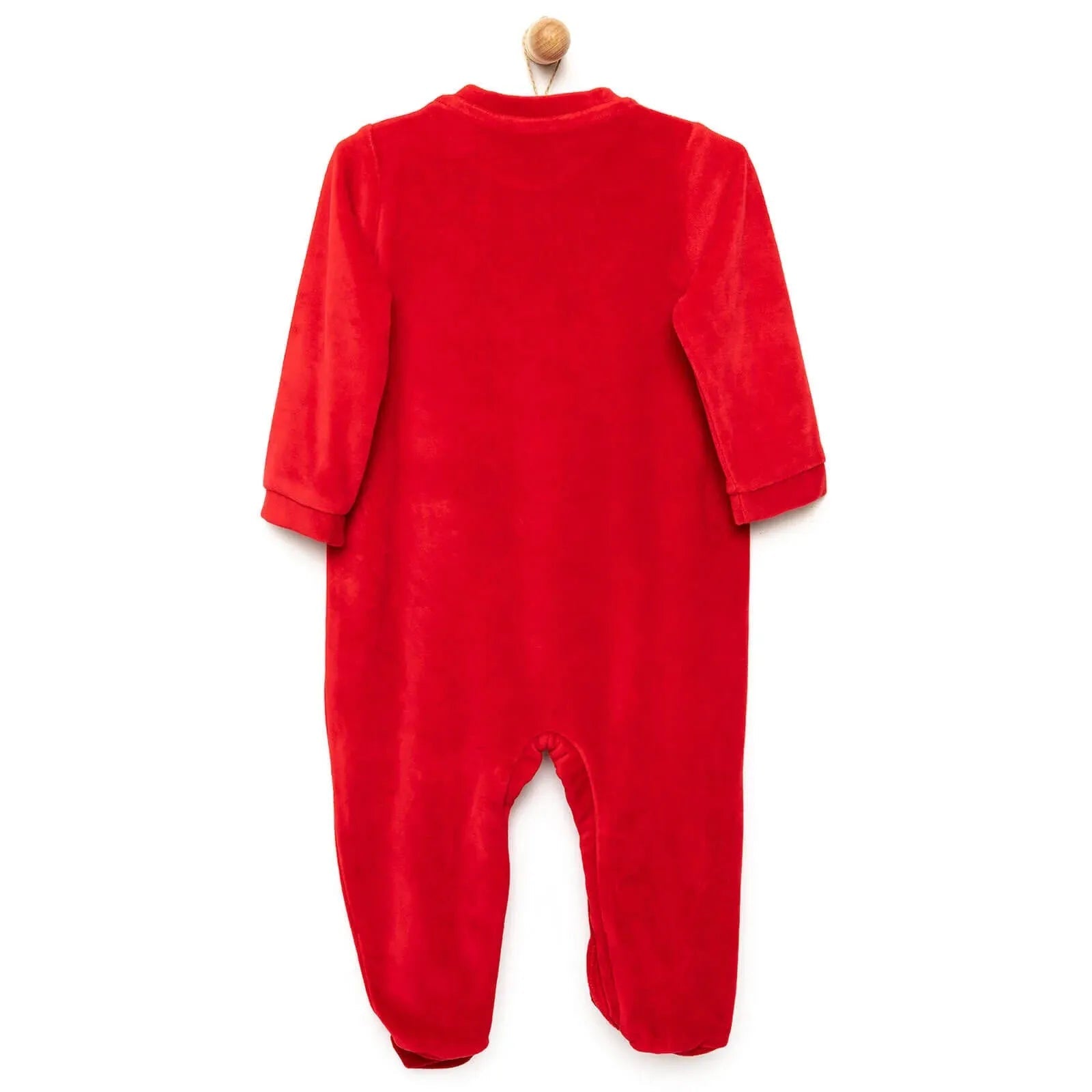Ma Douce Newborn Velvet Footed Jumpsuit - Red - mezetto ebebek ebebek