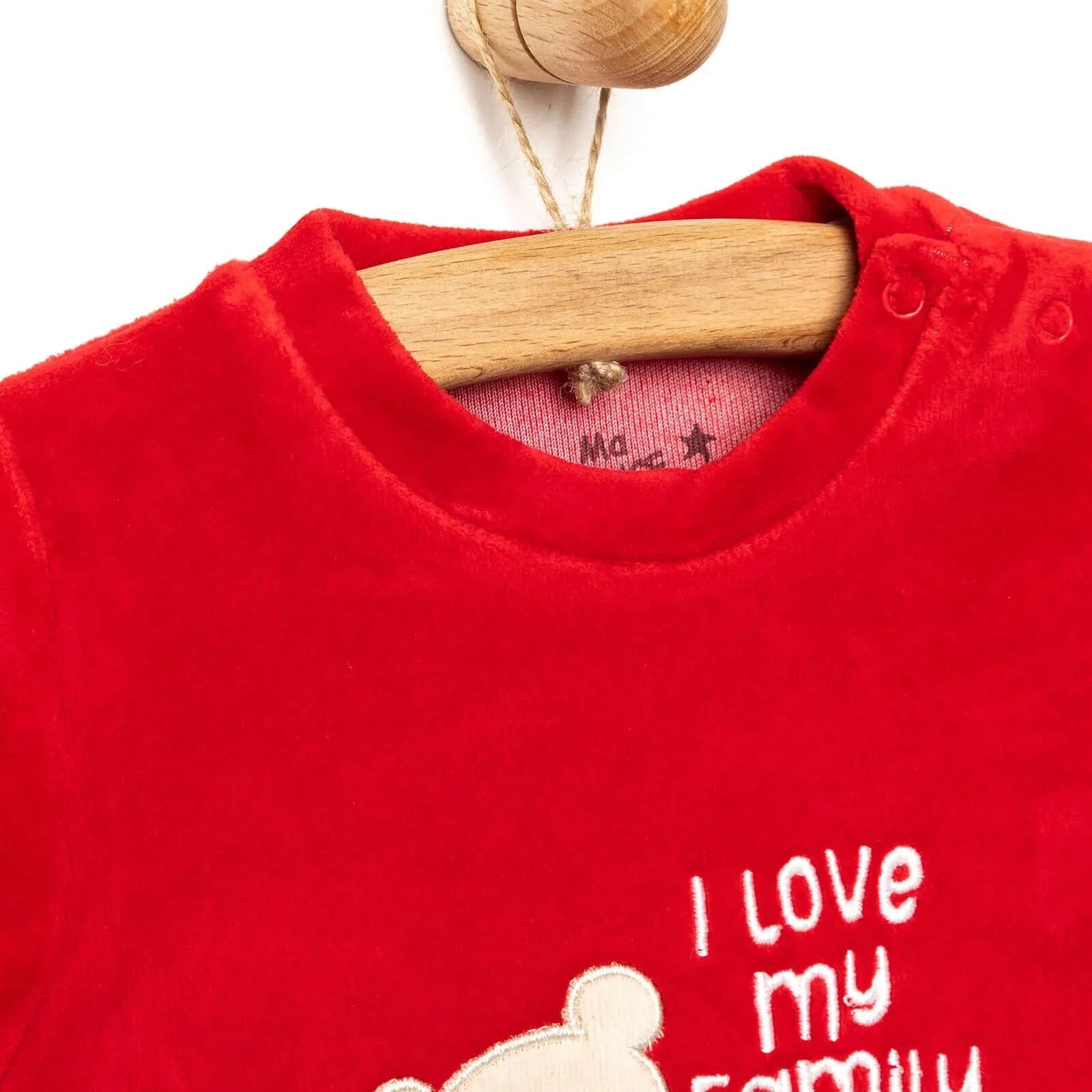 Ma Douce Newborn Velvet Footed Jumpsuit - Red - mezetto ebebek ebebek