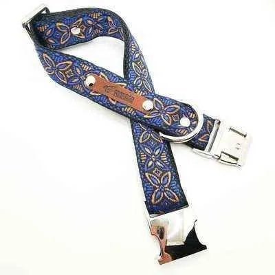 Majestic Cotton Dog Collar with Custom Engraving - mezetto