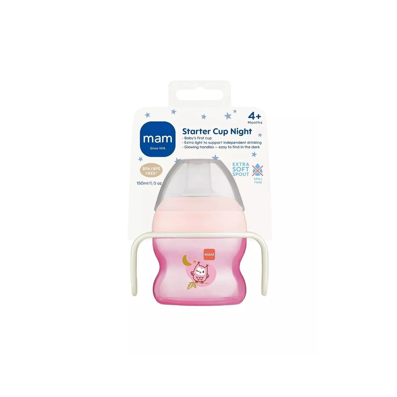 MAM Starter Cup & Glow with Handles 150 ml - Pink - mezetto ebebek ebebek