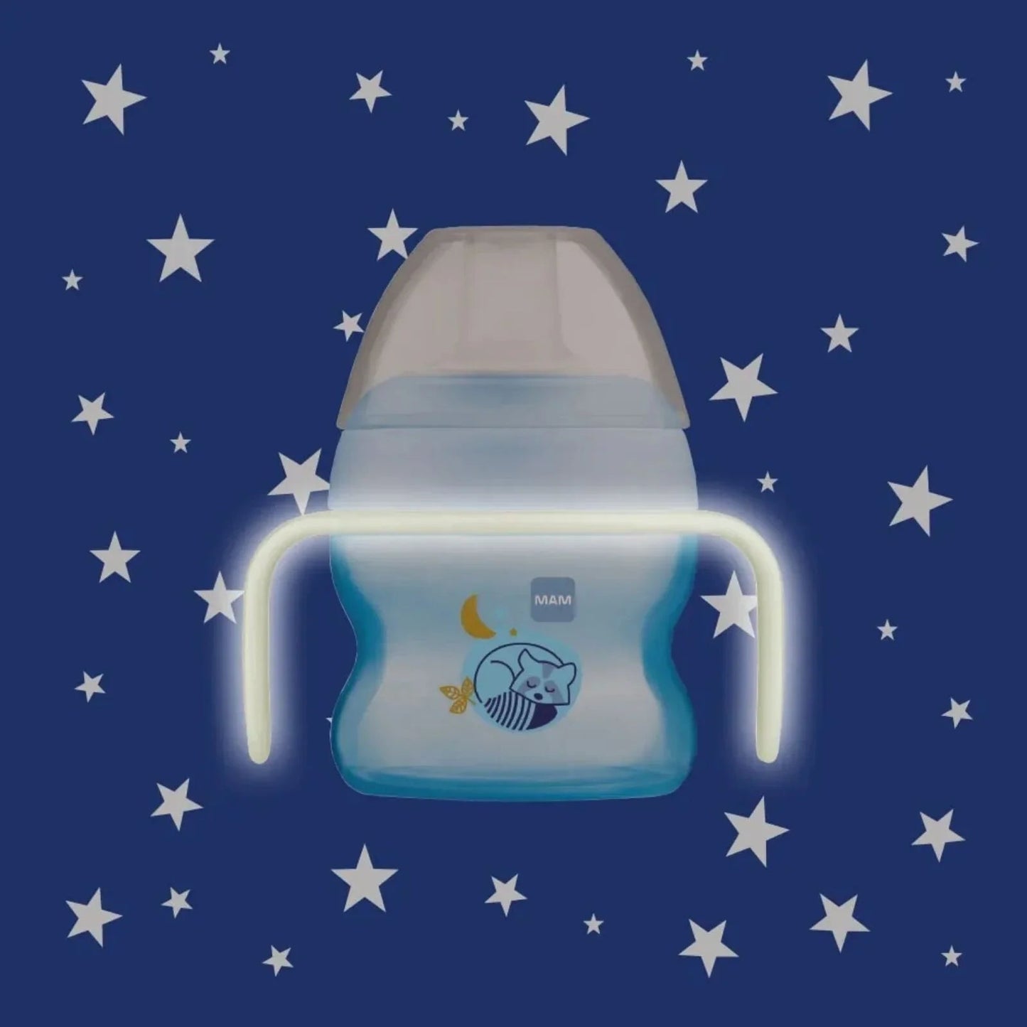 MAM Starter Cup & Glow with Handles 150ml - Blue - mezetto ebebek ebebek