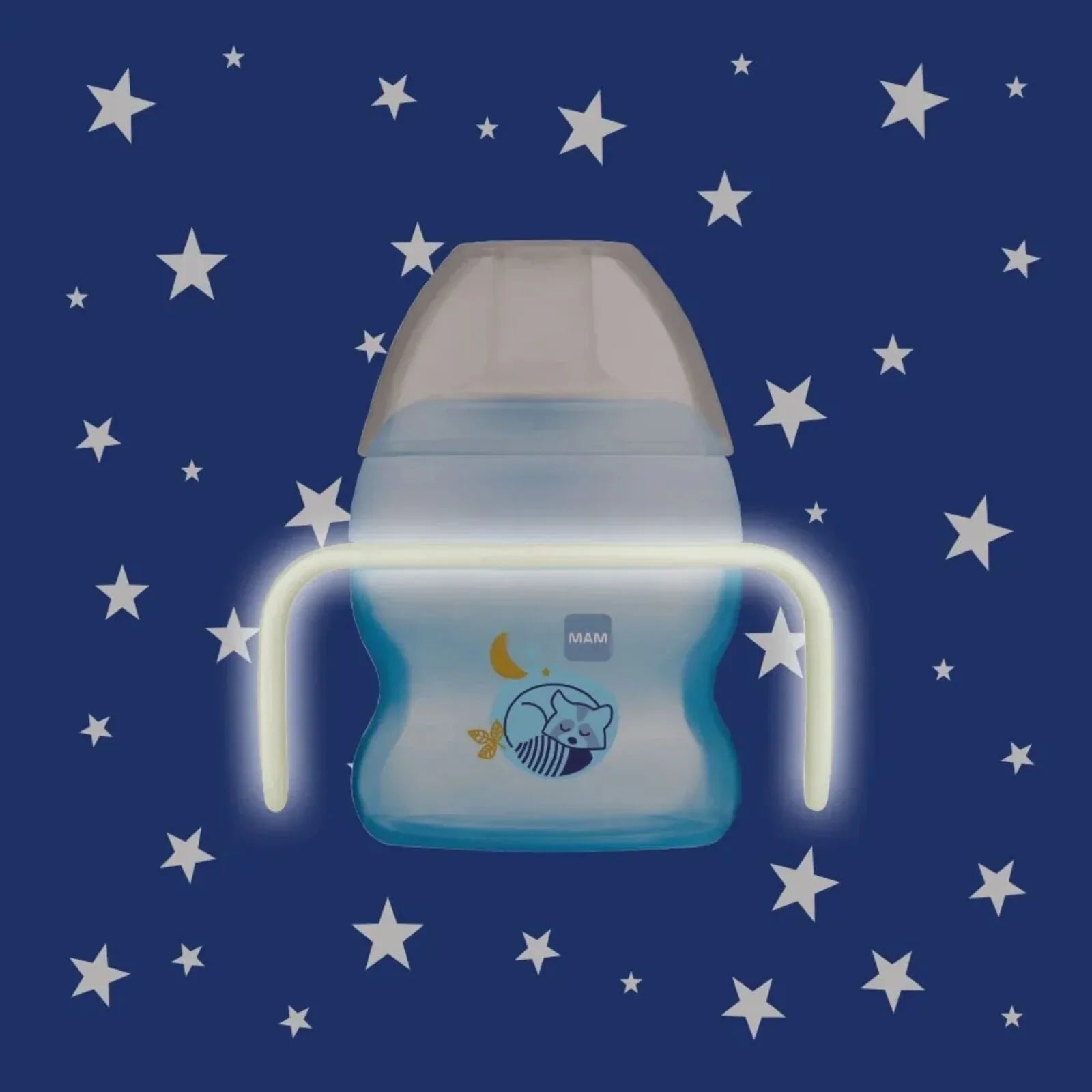 MAM Starter Cup & Glow with Handles 150ml - Blue - mezetto ebebek ebebek