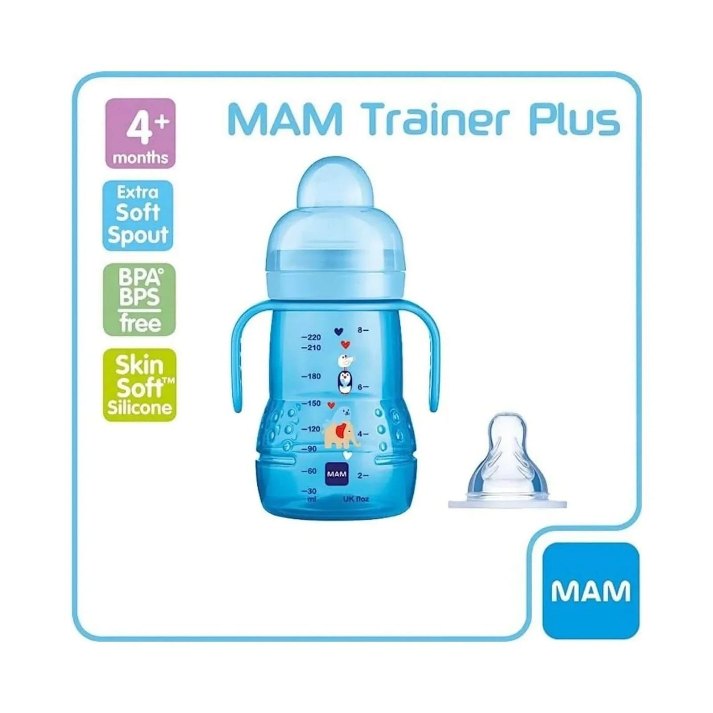 MAM Trainer Cup 2 - in - 1 220ml - Blue - mezetto ebebek ebebek