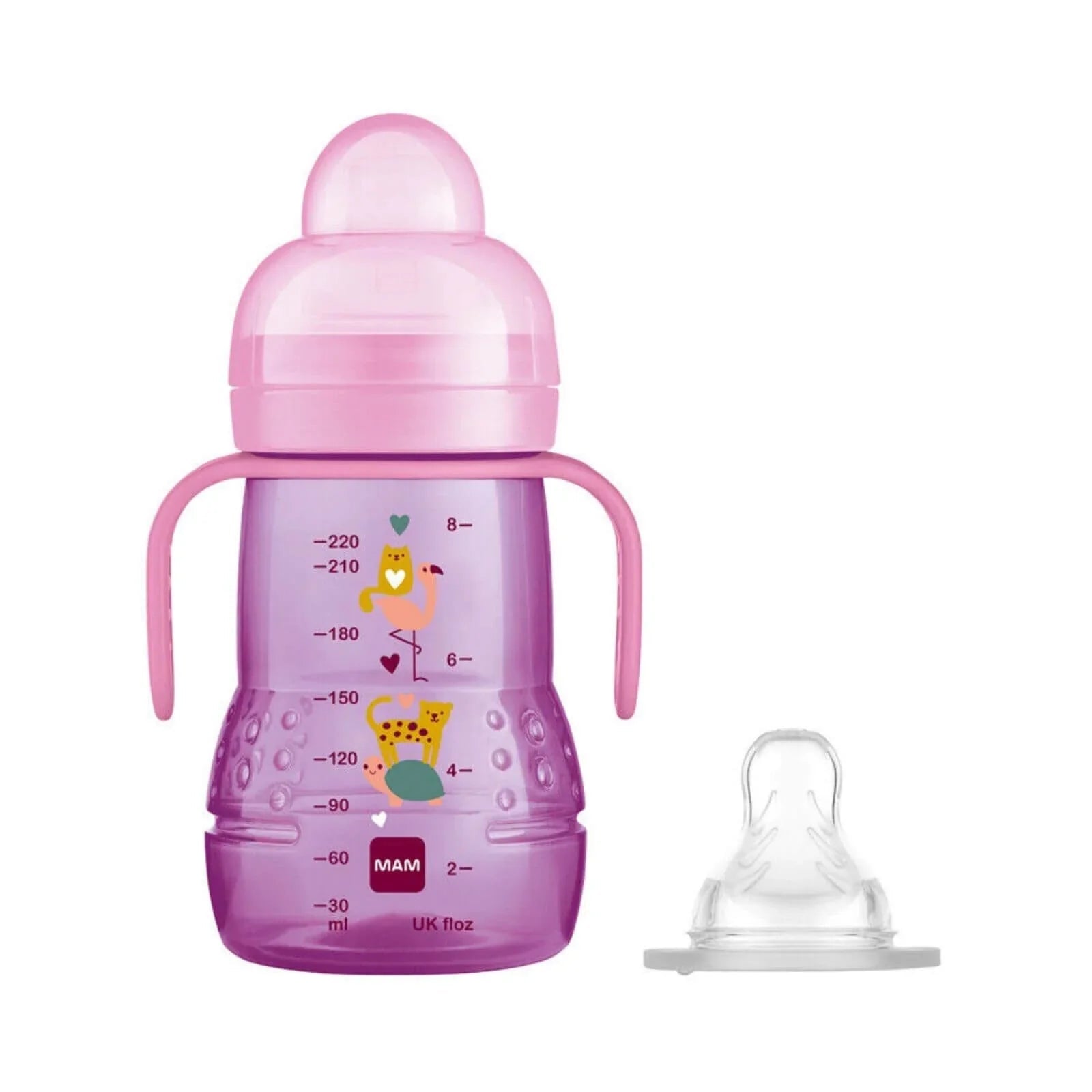 MAM Trainer Cup 2 - in - 1 220ml - Pink - mezetto ebebek ebebek
