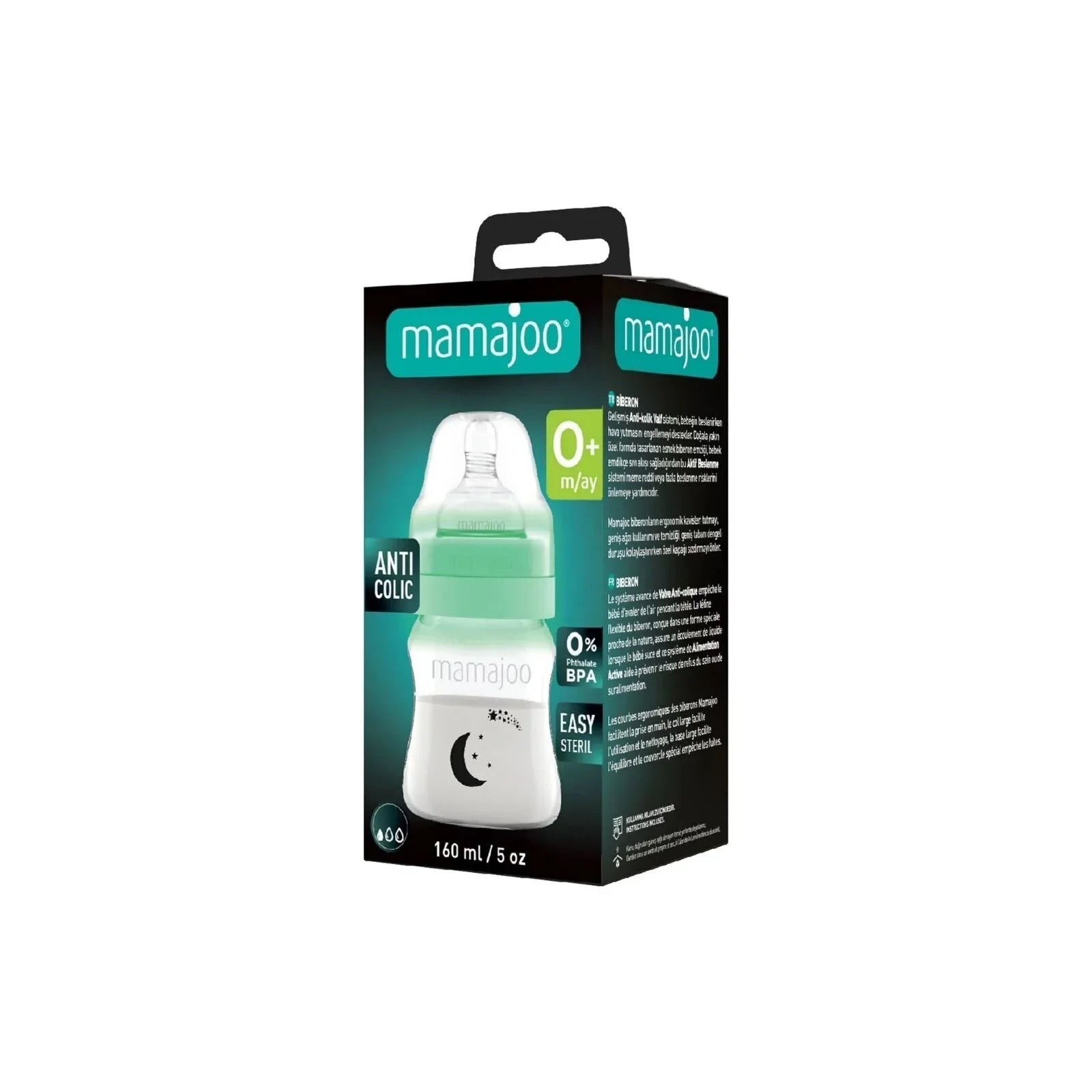 Mamajoo Anti - Colic Glow PP Baby Bottle 0+ Months 160ml - mezetto ebebek ebebek