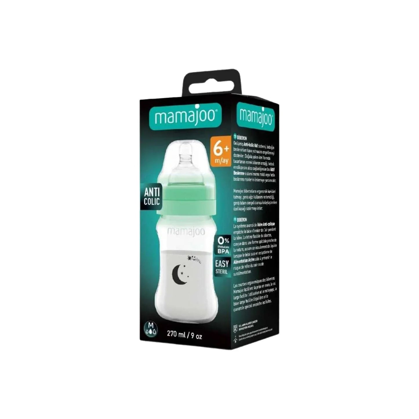 Mamajoo Anti - Colic Glow PP Baby Bottle 6+ months 250ml - mezetto ebebek ebebek