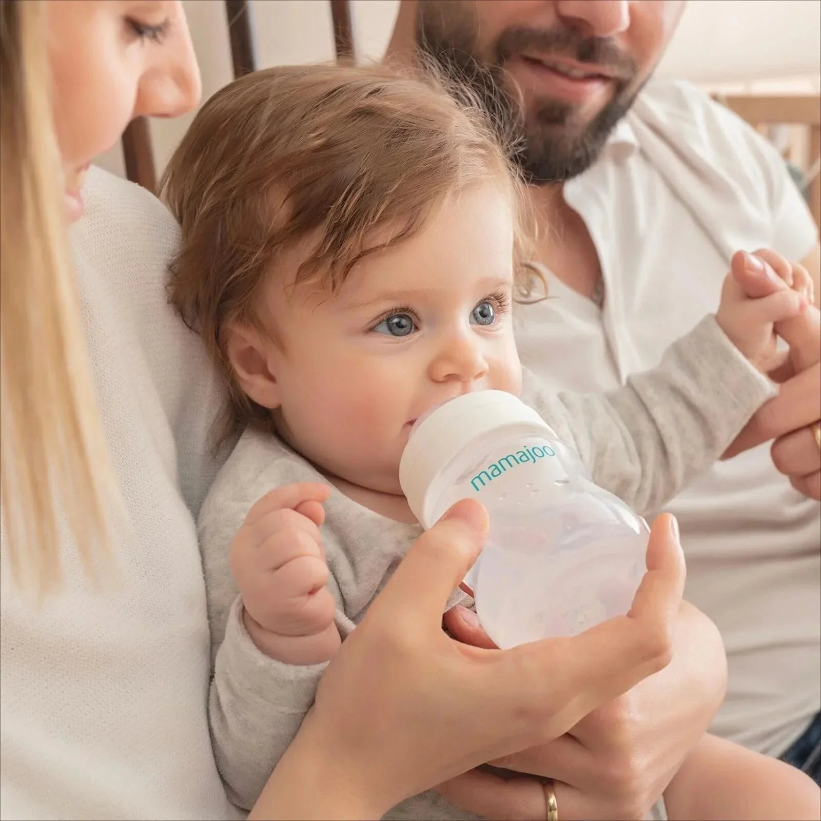 Mamajoo Anti - Colic PP Baby Bottle Slow Flow 0+ months 150ml - Silver - mezetto ebebek ebebek