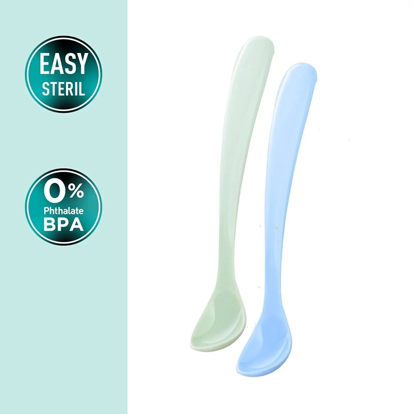 Mamajoo Silicone Spoons with Case Pack of 2 - Green & Blue - mezetto ebebek ebebek