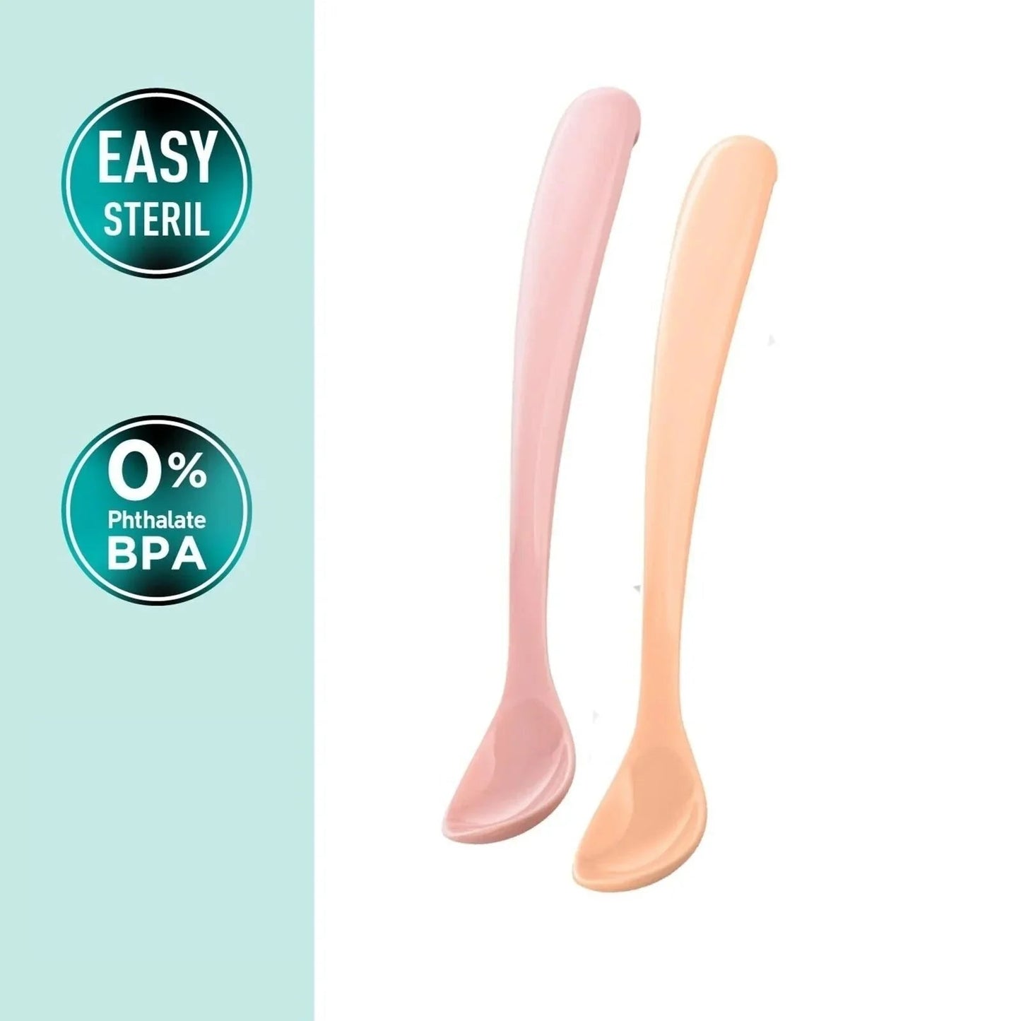 Mamajoo Silicone Spoons with Case Pack of 2 - Powder Pink & Blush - mezetto ebebek ebebek