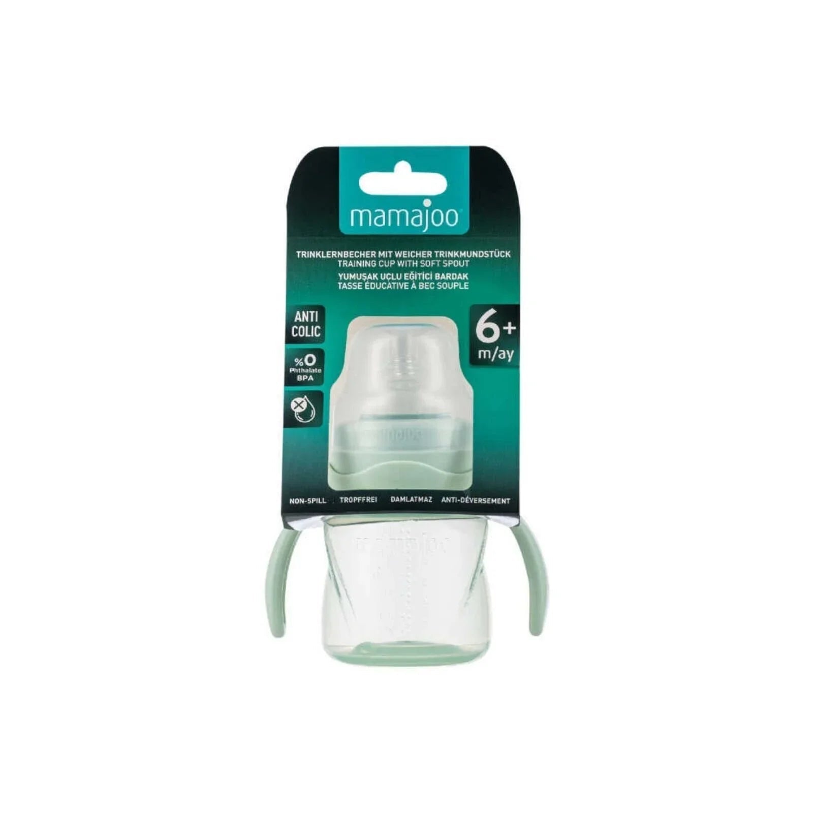 Mamajoo Training Cup with Handles 6+ months 160ml - Powder Green - mezetto ebebek ebebek