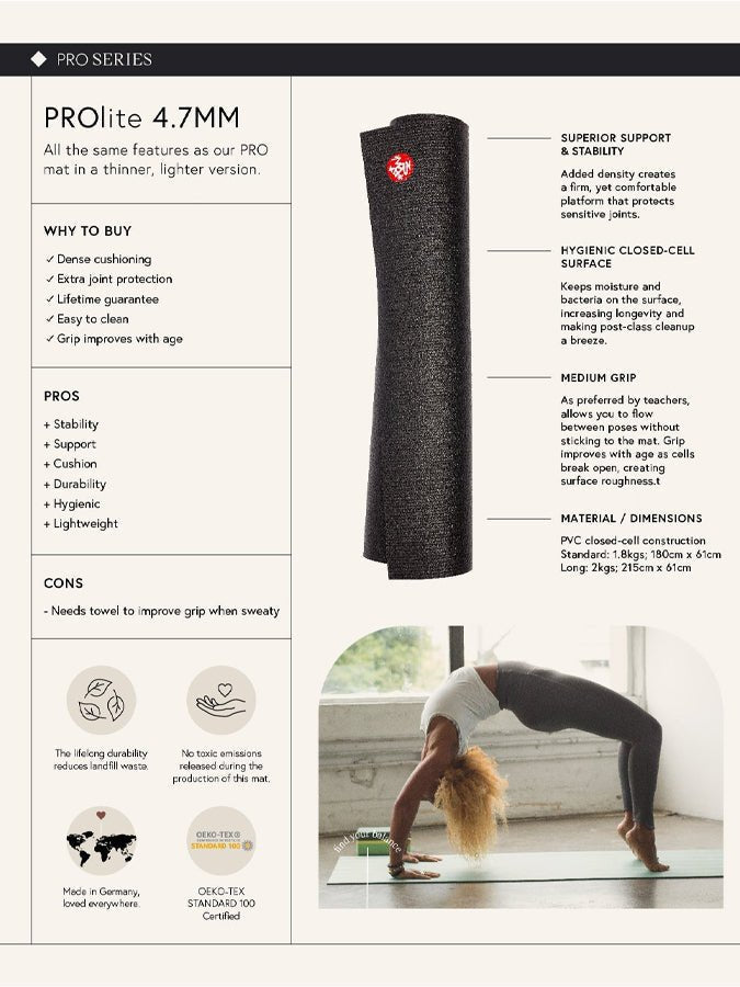 Manduka PROlite Standard 71" Yoga Mat 4.7mm - mezetto Shopify Collective Yoga Studio Store