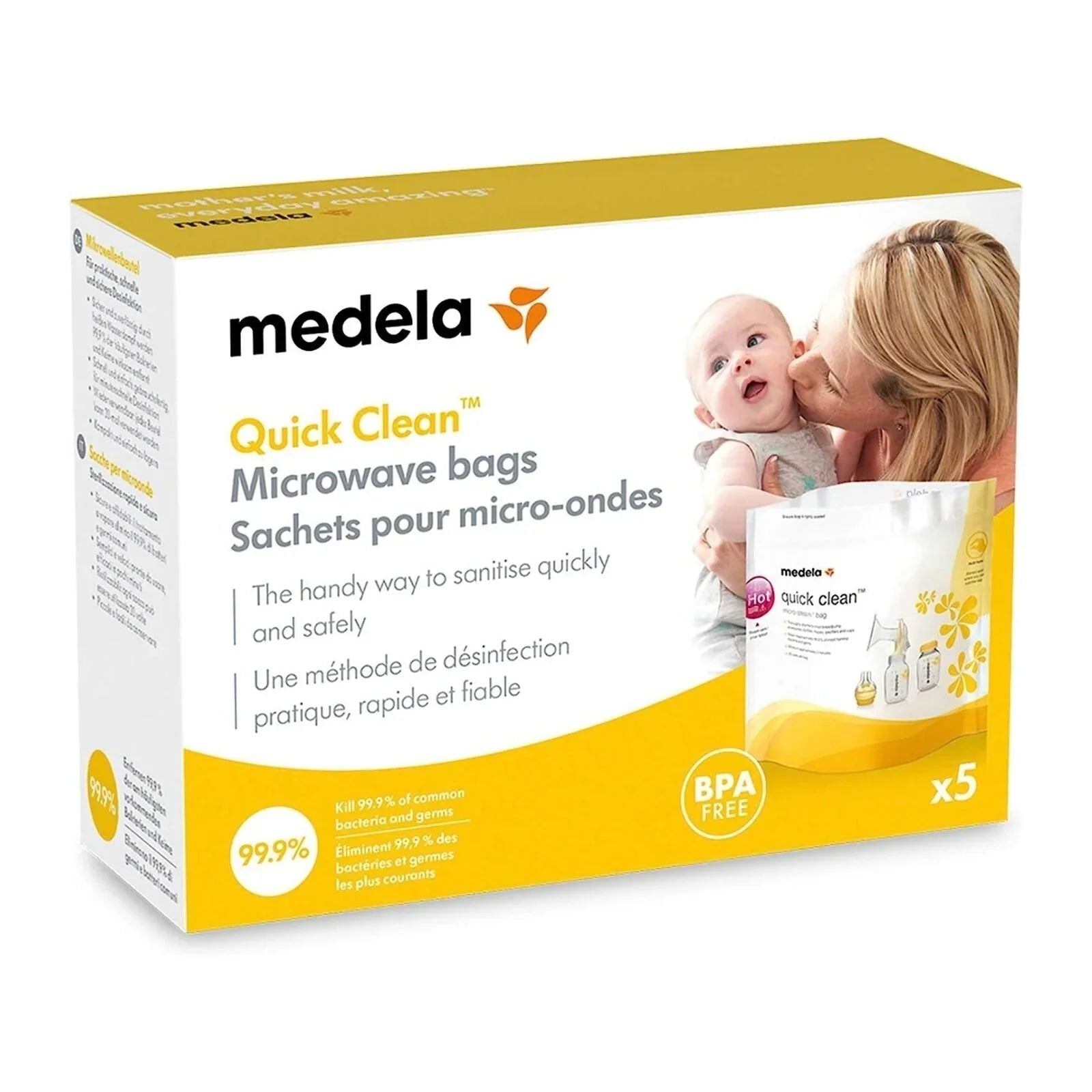 Medela Quick Clean Micro - Steam Bags Pack of 5 - mezetto ebebek ebebek