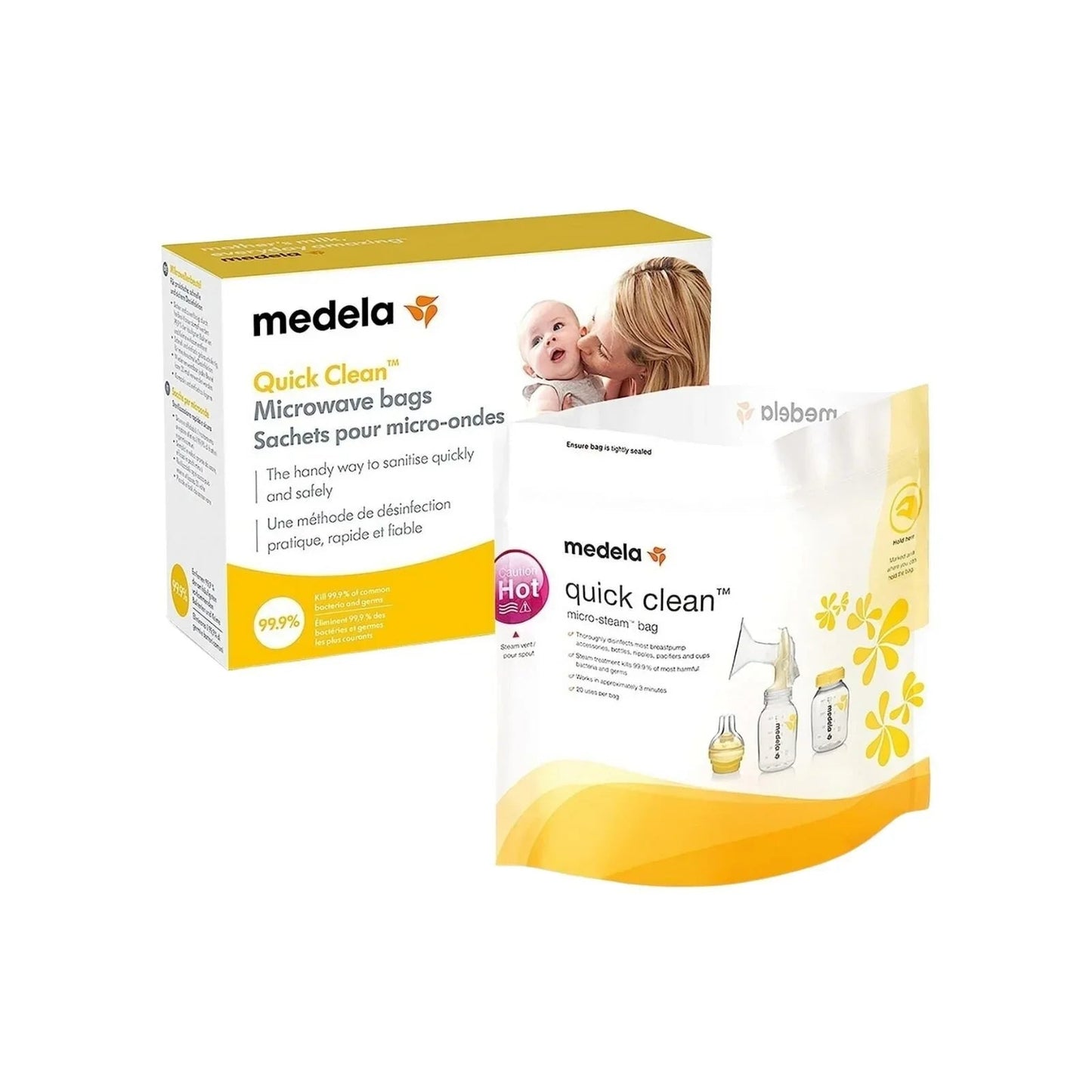 Medela Quick Clean Micro - Steam Bags Pack of 5 - mezetto ebebek ebebek