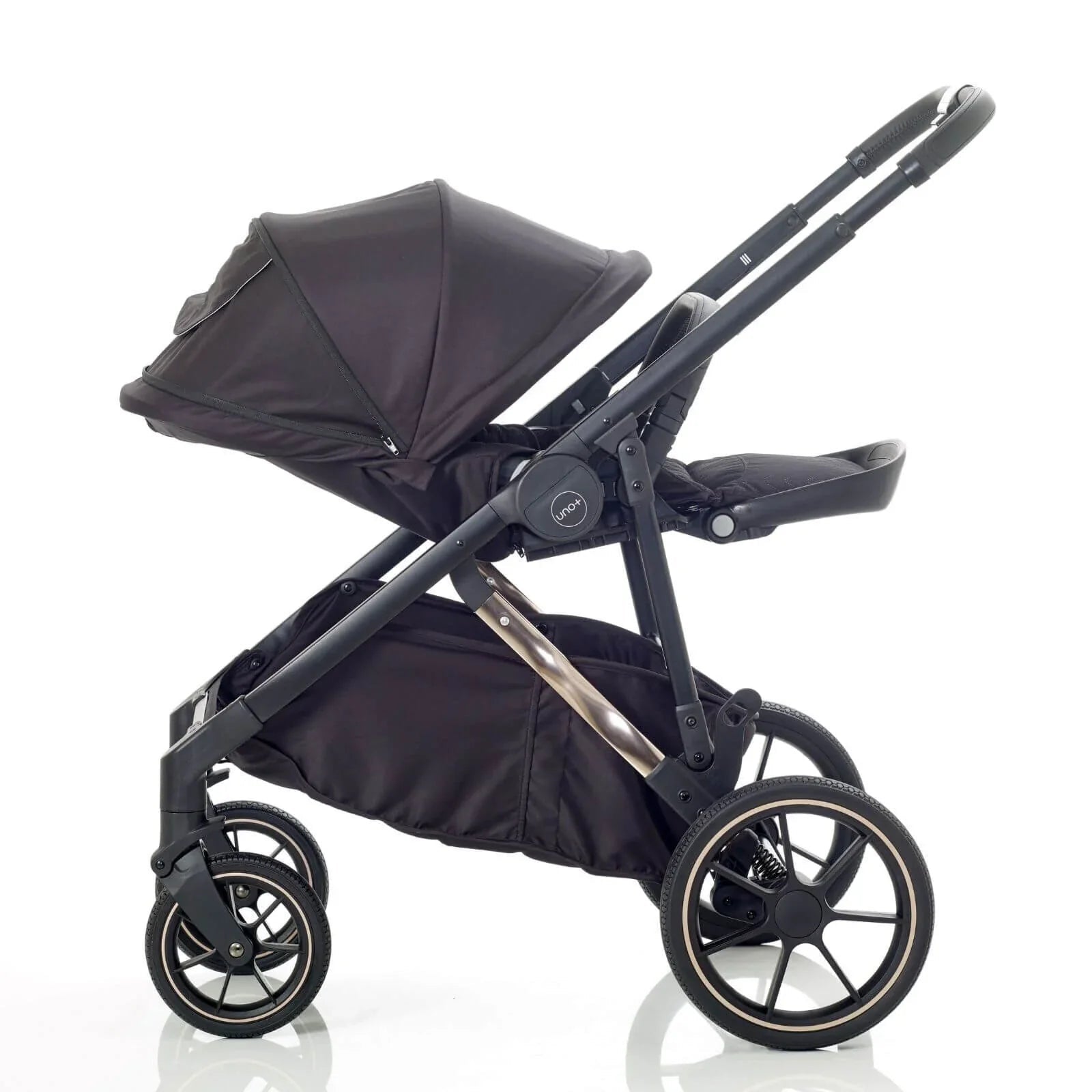Mee - Go Uno Plus 2 - in - 1 Pushchair & Pram - Black/Rose - mezetto ebebek ebebek