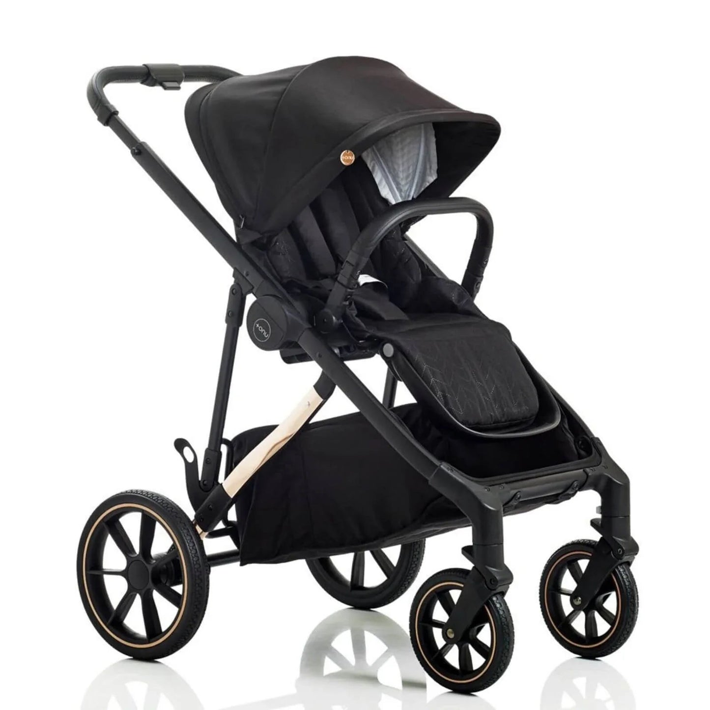 Mee - Go Uno Plus 2 - in - 1 Pushchair & Pram - Black/Rose - mezetto ebebek ebebek