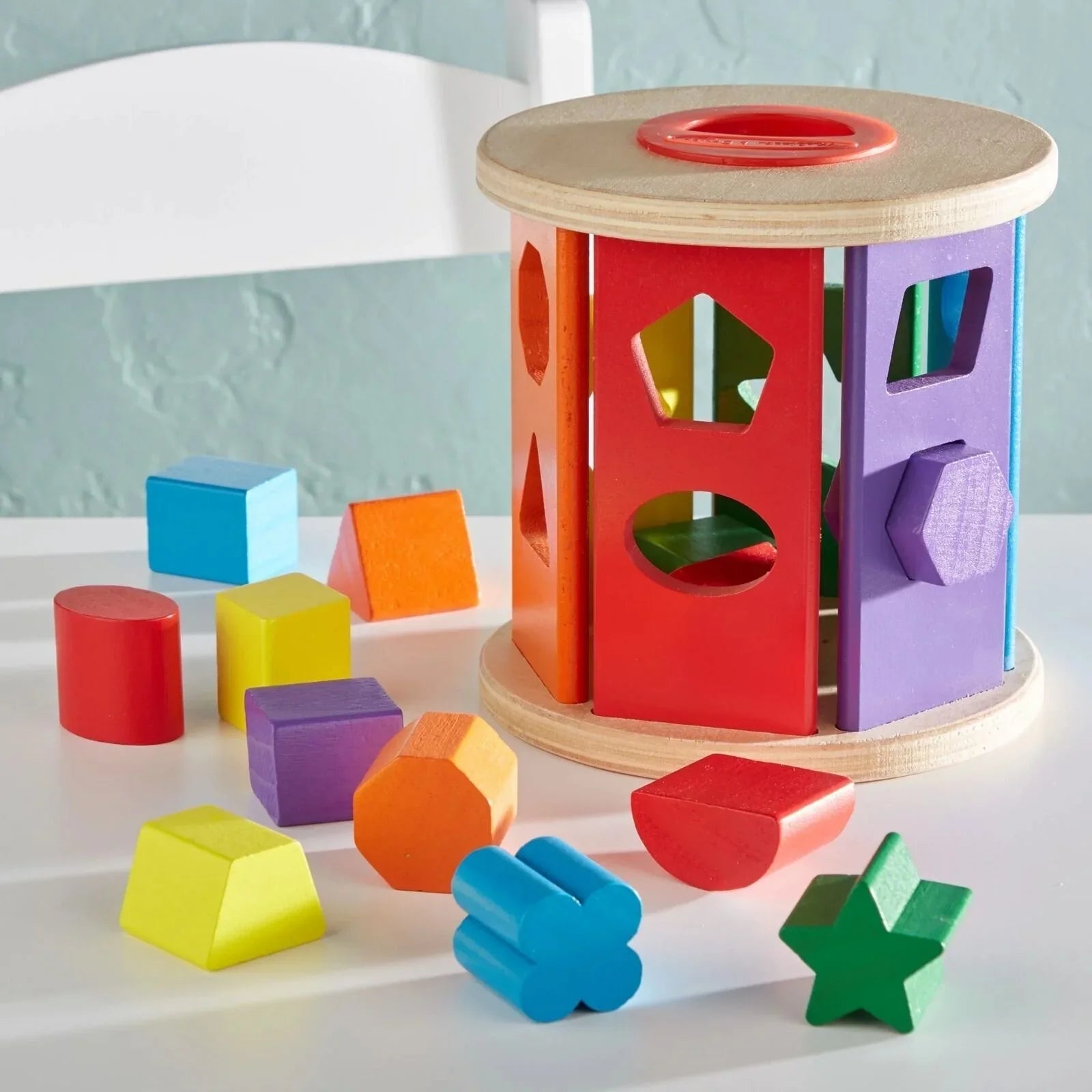 Melissa & Doug Match & Roll Wooden Shape Sorter - mezetto ebebek ebebek