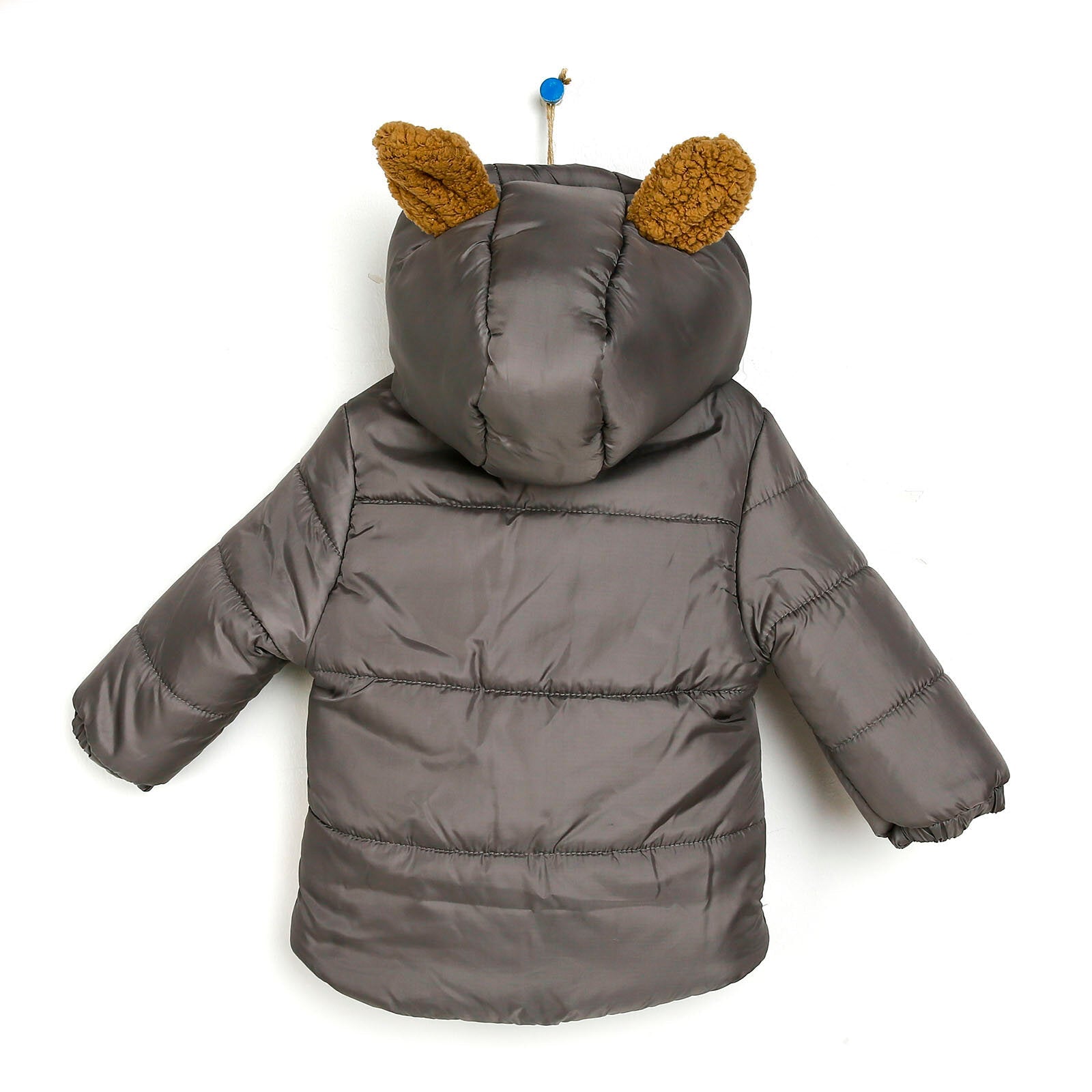 Midimod Baby Boy Coat with Toy Pocket - Dark Grey - mezetto ebebek ebebek
