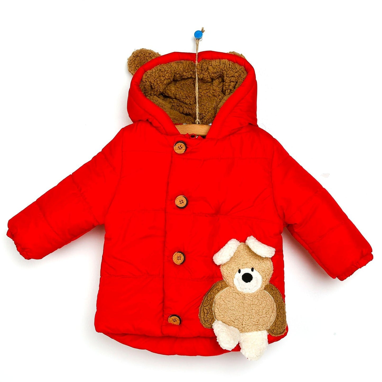 Midimod Baby Boy Coat with Toy Pocket - Red - mezetto ebebek ebebek