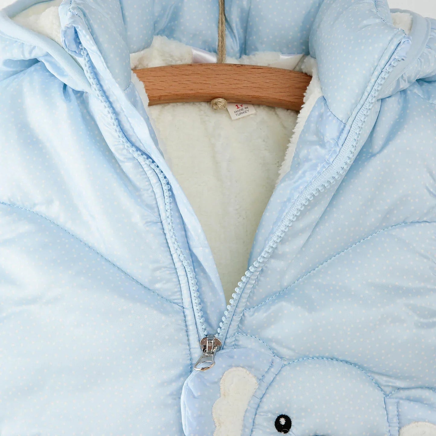 Midimod Baby Girl Coat with Ears - Blue - mezetto ebebek ebebek