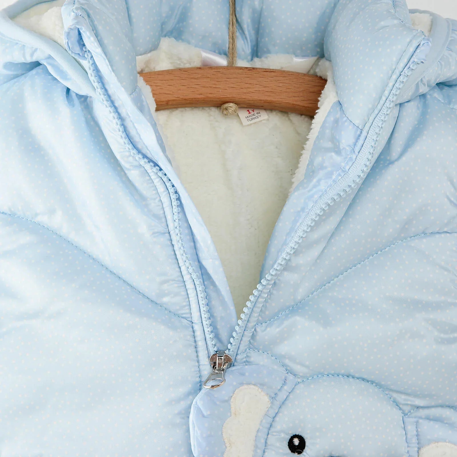 Midimod Baby Girl Coat with Ears - Blue - mezetto ebebek ebebek