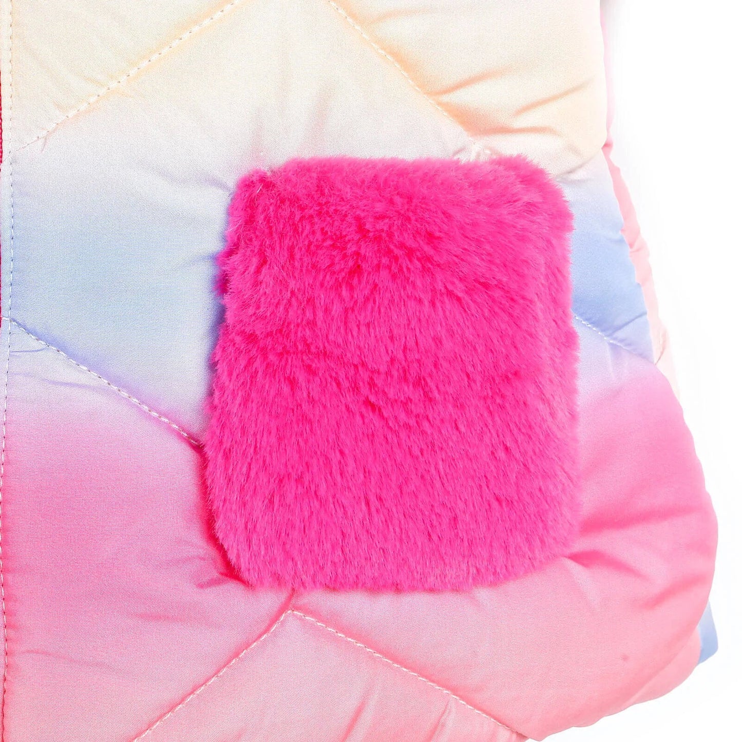 Midimod Baby Girl Colorful with Fur Pock - Fuchsia - mezetto ebebek ebebek