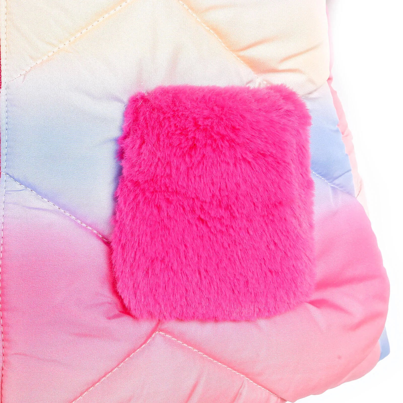 Midimod Baby Girl Colorful with Fur Pock - Fuchsia - mezetto ebebek ebebek