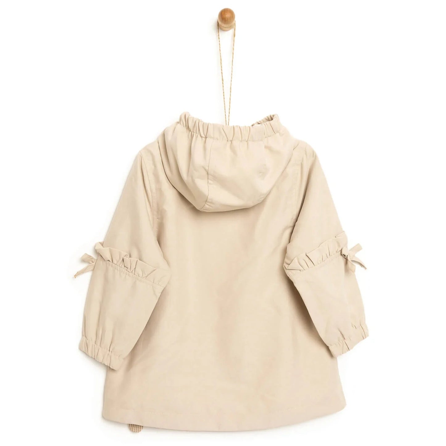 Midimod Basic Baby Girl Hooded Rabbit Raincoat - Beige - mezetto ebebek ebebek