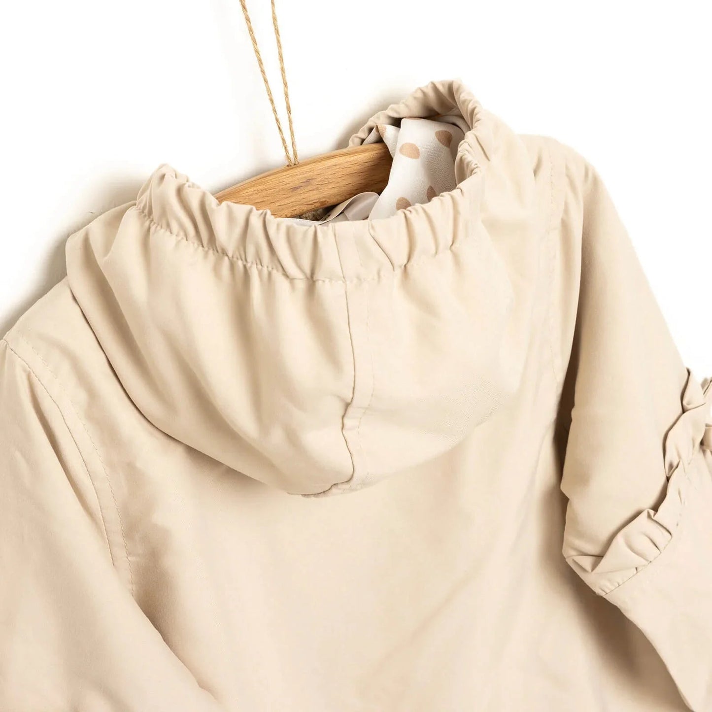 Midimod Basic Baby Girl Hooded Rabbit Raincoat - Beige - mezetto ebebek ebebek