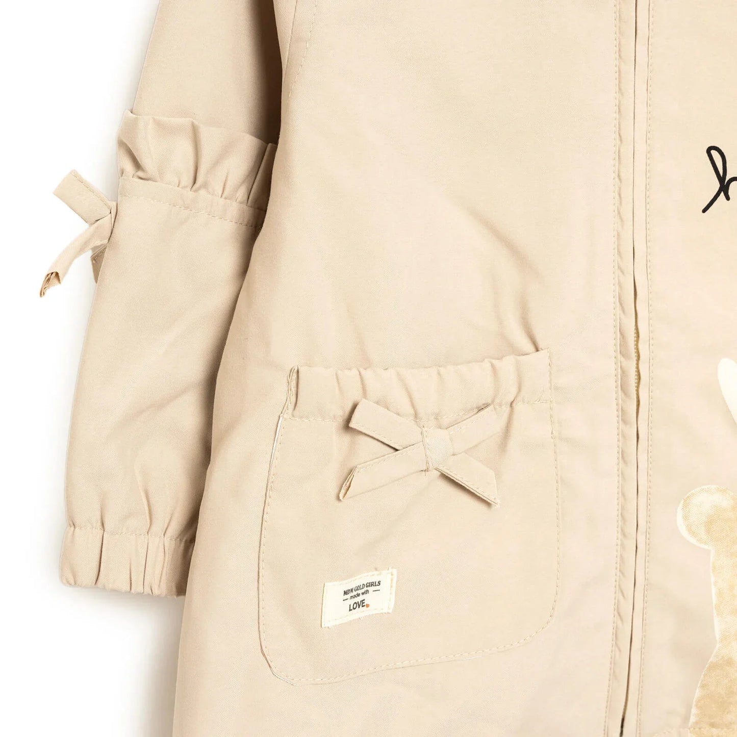 Midimod Basic Baby Girl Hooded Rabbit Raincoat - Beige - mezetto ebebek ebebek
