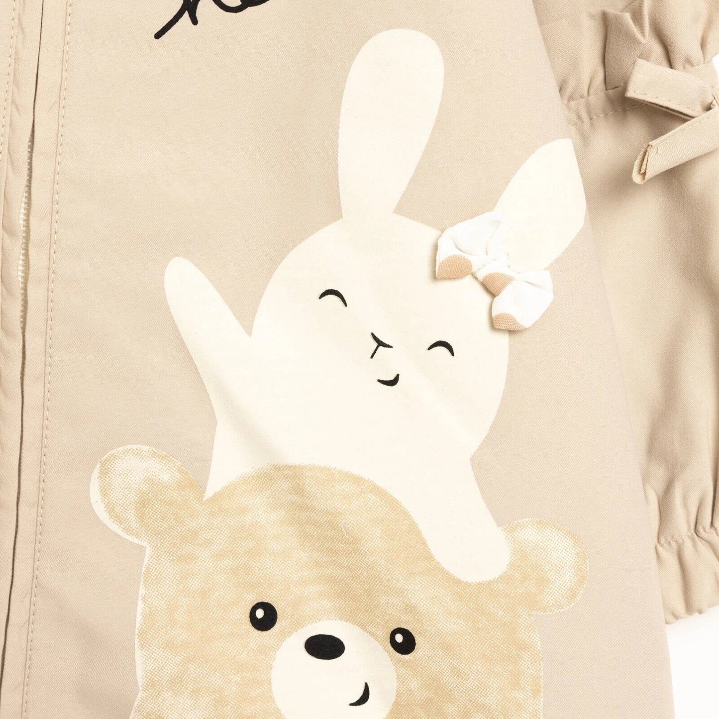 Midimod Basic Baby Girl Hooded Rabbit Raincoat - Beige - mezetto ebebek ebebek