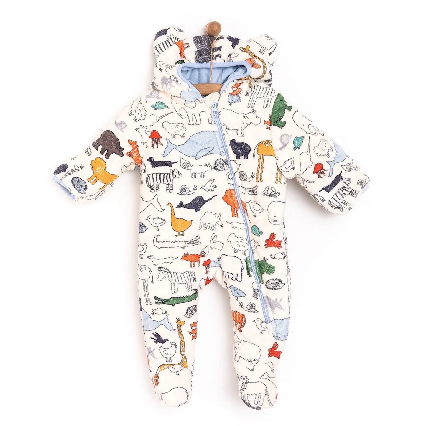 MidiMod Newborn Baby Boy Hooded - Footed Jumpsuit - mezetto ebebek ebebek