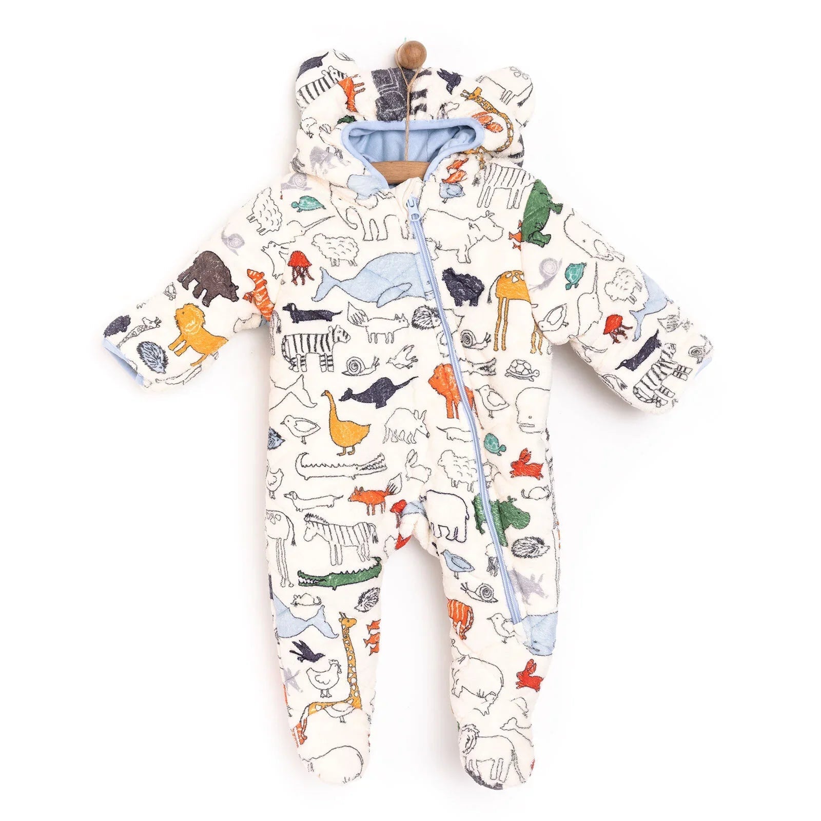 MidiMod Newborn Baby Boy Hooded - Footed Jumpsuit - mezetto ebebek ebebek