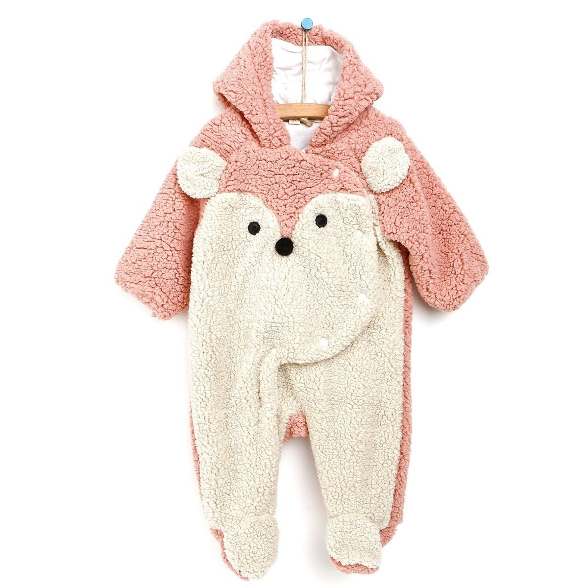 Midimod Newborn Deer Figure Welsoft Footed Jumpsuit - Light Rose - mezetto ebebek ebebek