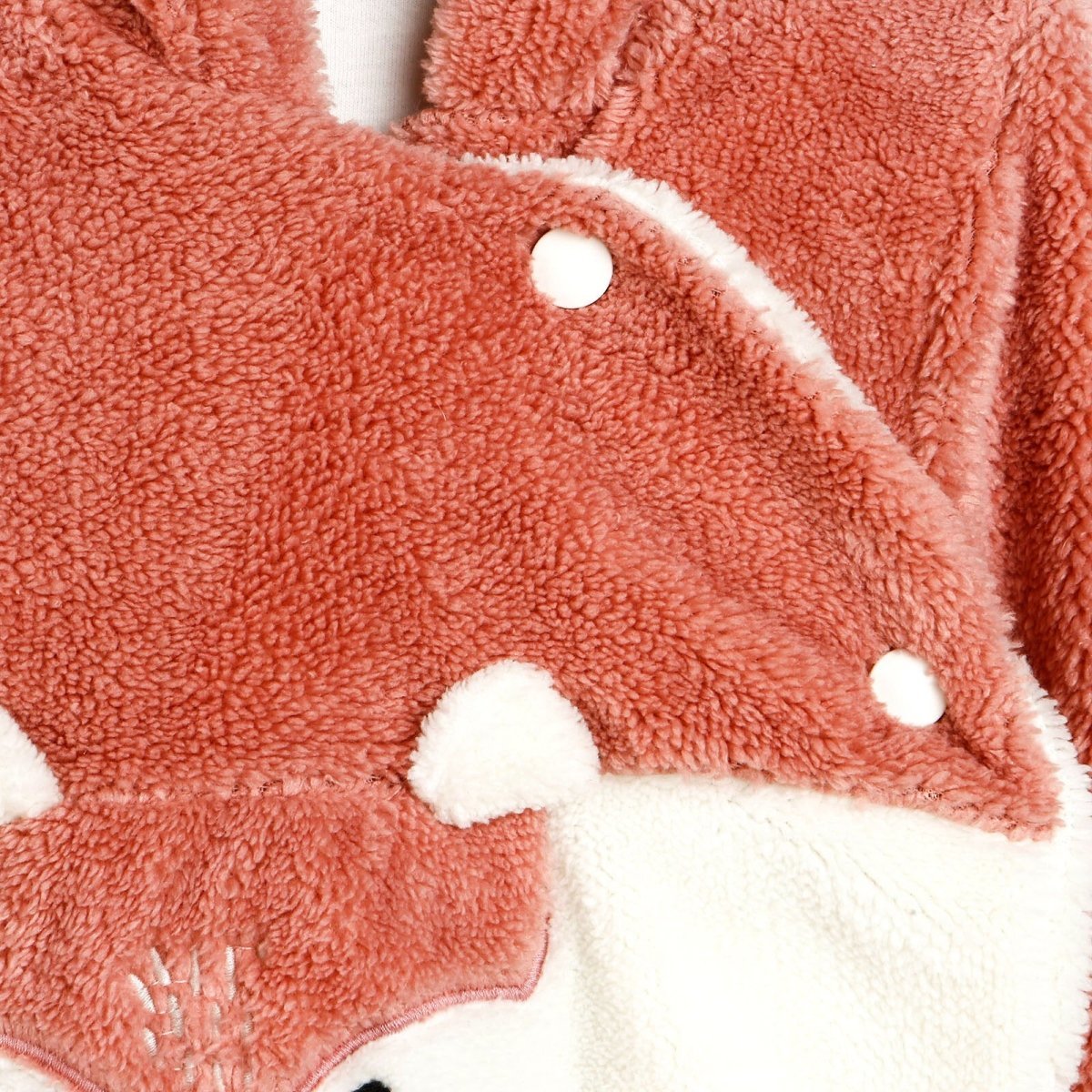 Midimod Newborn Fox Welsoft Footed Jumpsuit - Powder - mezetto ebebek ebebek