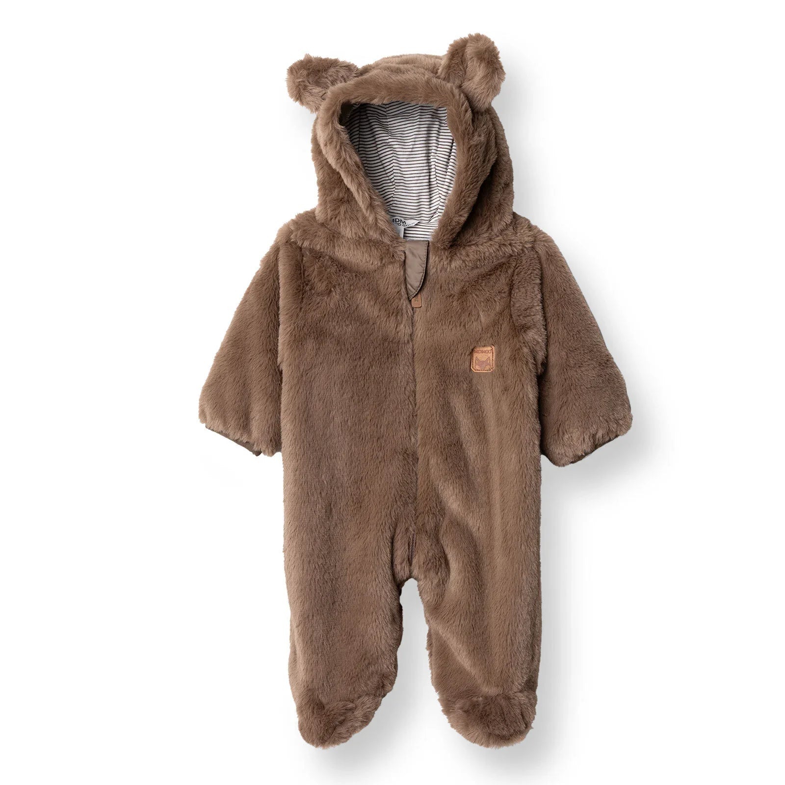 Midimod Newborn Welsoft Footed Jumpsuit - Brown - mezetto ebebek ebebek