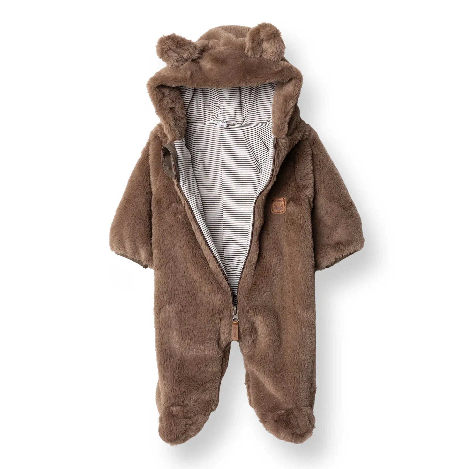 Midimod Newborn Welsoft Footed Jumpsuit - Brown - mezetto ebebek ebebek