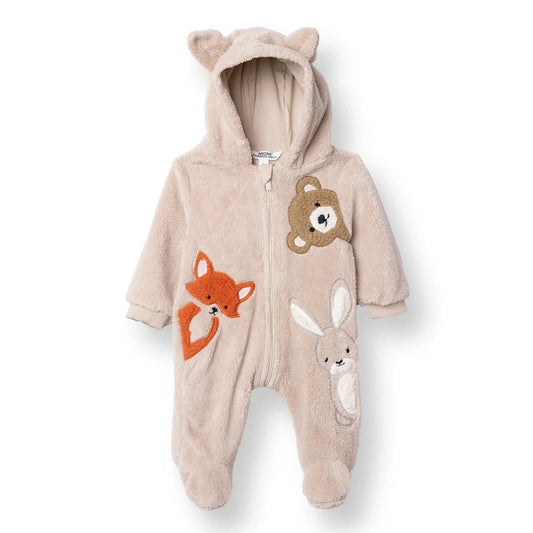 Midimod Newborn Welsoft Footed Jumpsuit - Ecru - mezetto ebebek ebebek