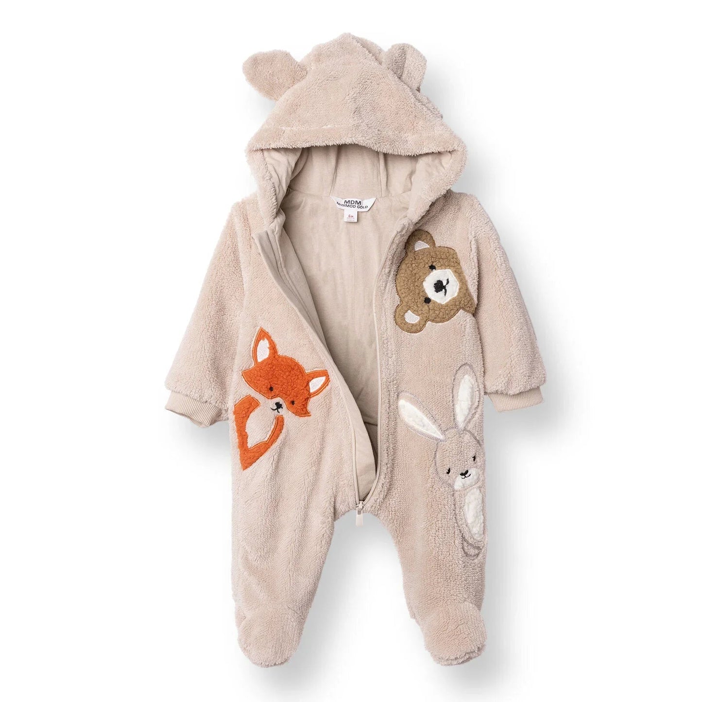 Midimod Newborn Welsoft Footed Jumpsuit - Ecru - mezetto ebebek ebebek